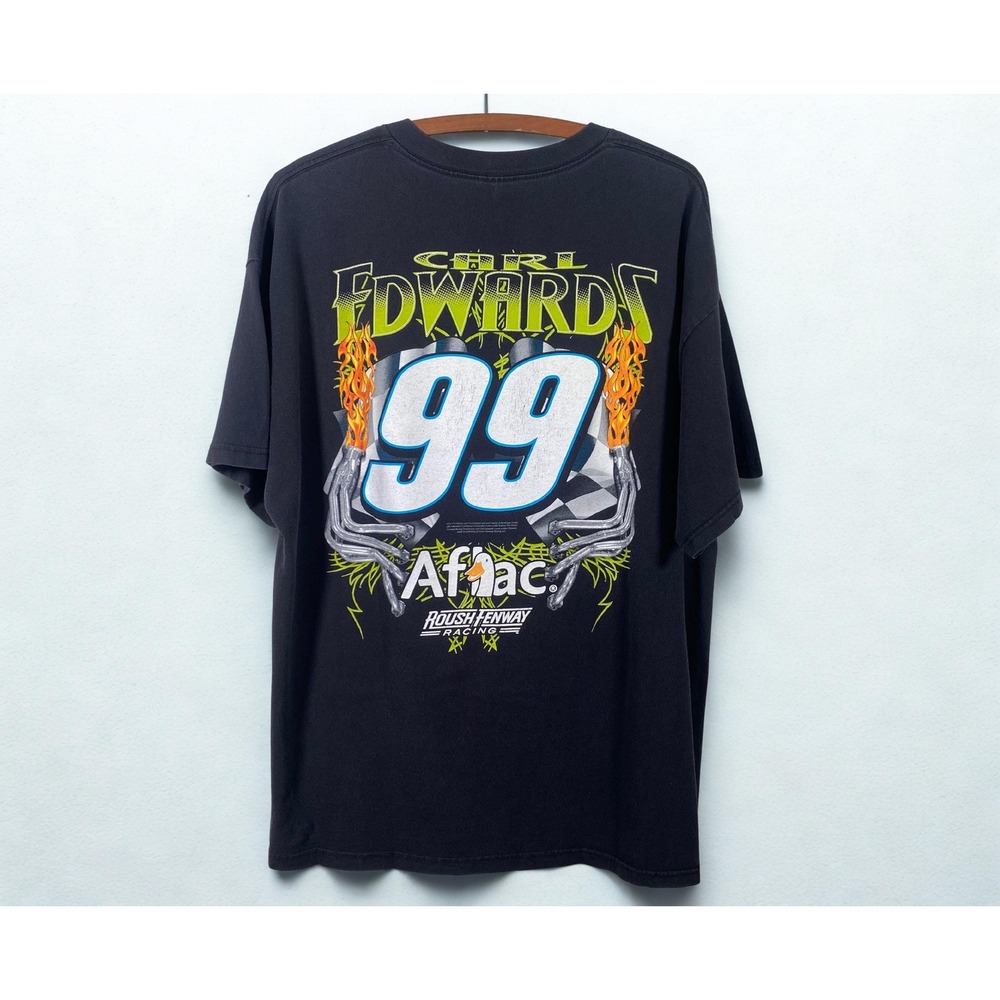 Vintage Y2k NASCAR Aflac Carl Edwards #99 Racing Tee - XL